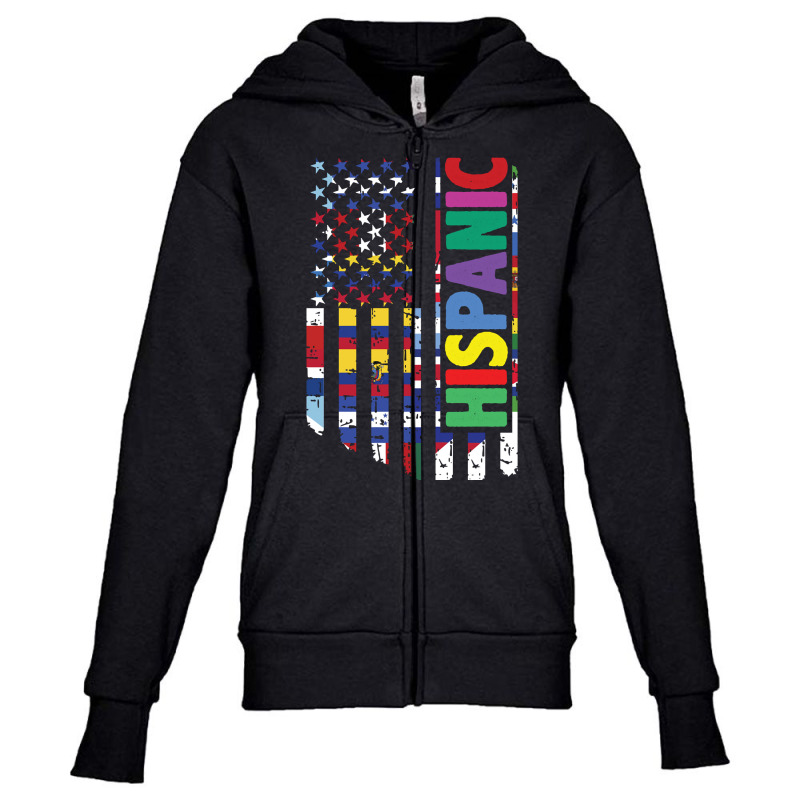 Usa And Latin American Countries Flag Hispanic Heritage Pullover Hoodi Youth Zipper Hoodie by cm-arts | Artistshot