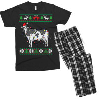 Cow Santa Claus & Lights Funny Dairy Farmer Ugly Christmas Sweatshirt Men's T-shirt Pajama Set | Artistshot