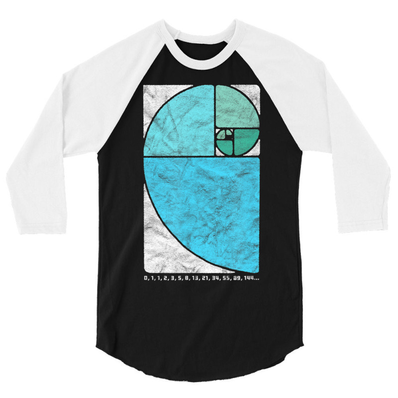 Vintage Fibonacci Sequence Golden Ratio Spiral Numbers 3/4 Sleeve Shirt by cm-arts | Artistshot