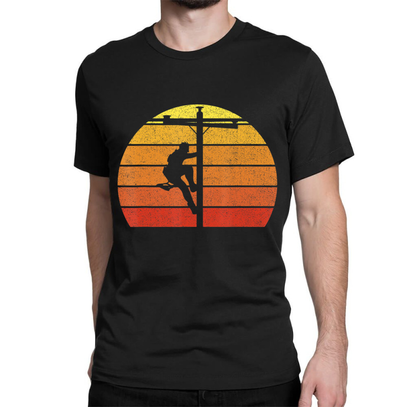 Retro Vintage Lineman Line Worker Utility Pole Lineman Classic T-shirt by Adcock Salmon | Artistshot