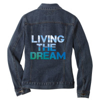 Newlife Living The Dream Letter Print Beach Ladies Denim Jacket | Artistshot