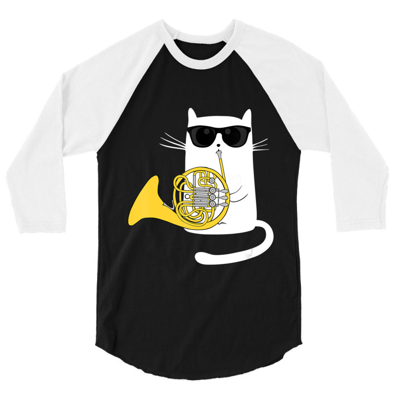 Jazz Cat Playing French Horn Cool Smooth 3/4 Sleeve Shirt | Artistshot