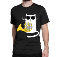 Jazz Cat Playing French Horn Cool Smooth Classic T-shirt | Artistshot