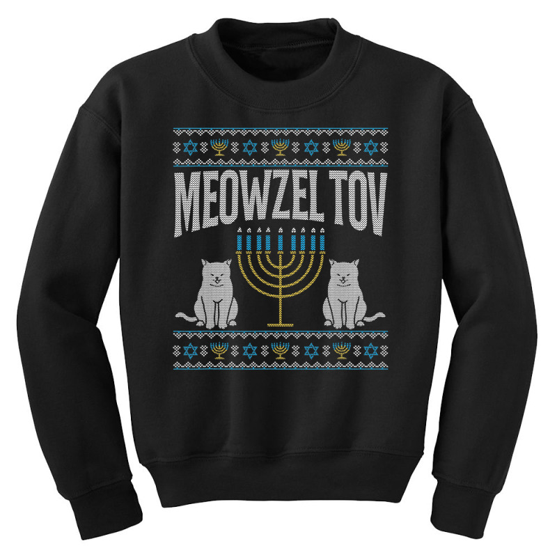 Meowzel Tov Funny Cat Lover Meow Hanukkah Menorah Youth Sweatshirt | Artistshot