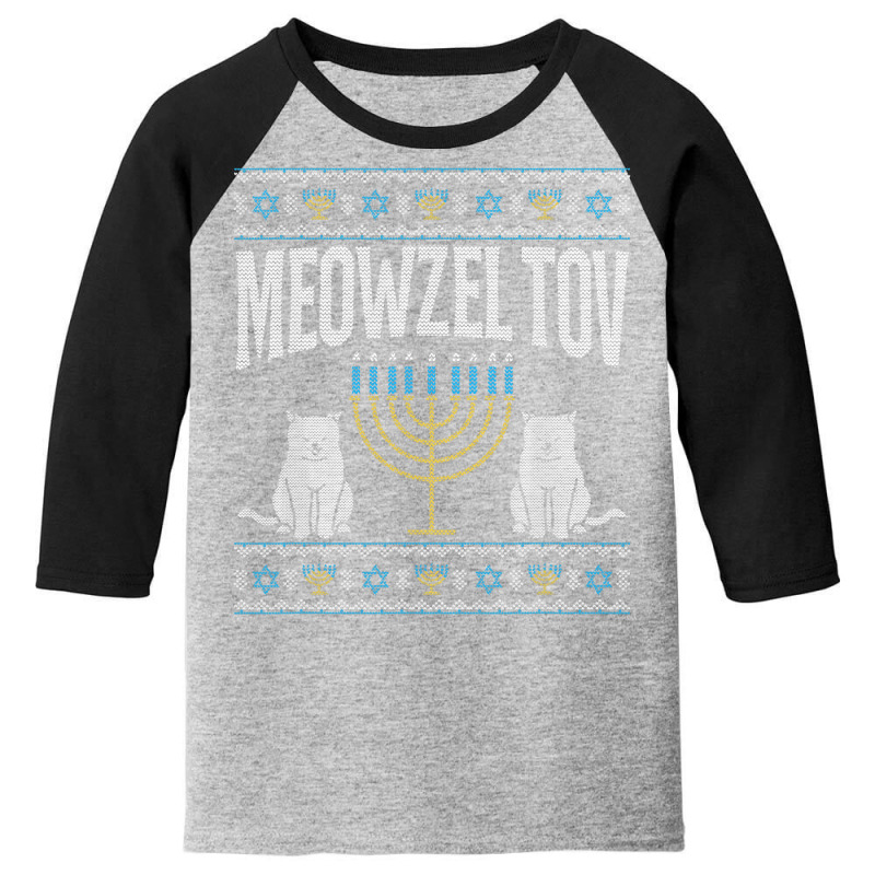 Meowzel Tov Funny Cat Lover Meow Hanukkah Menorah Youth 3/4 Sleeve | Artistshot