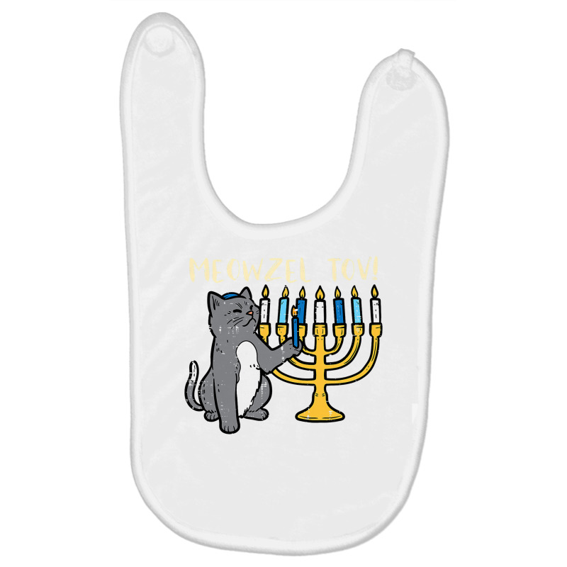 Meowzel Tov Jewish Cat Funny Hanukkah Chanukah Pjs Women Baby Bibs | Artistshot