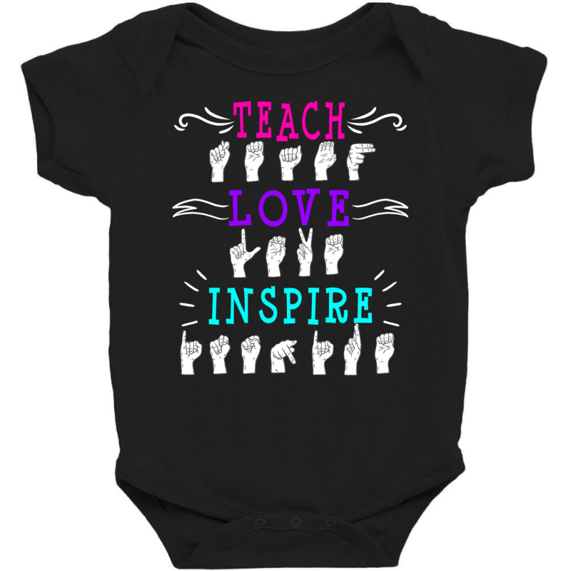 American Sign Language Asl Teacher Hearing Impaired Long Sleeve T Shir Baby Bodysuit by cm-arts | Artistshot