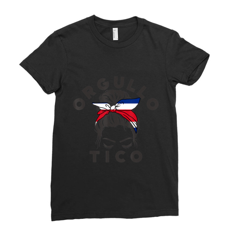 Orgullo Tico Messy Bun Headband Bandera Costa Rica Flag Ladies Fitted T-Shirt by cm-arts | Artistshot