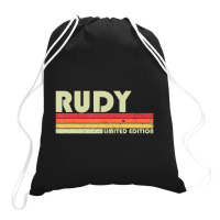 Rudy Name Personalized Retro Vintage Birthday Drawstring Bags | Artistshot