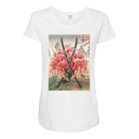 Ancient Japanese Culture Sakura Cherry Blossom Katana Sword T Shirt Maternity Scoop Neck T-shirt | Artistshot