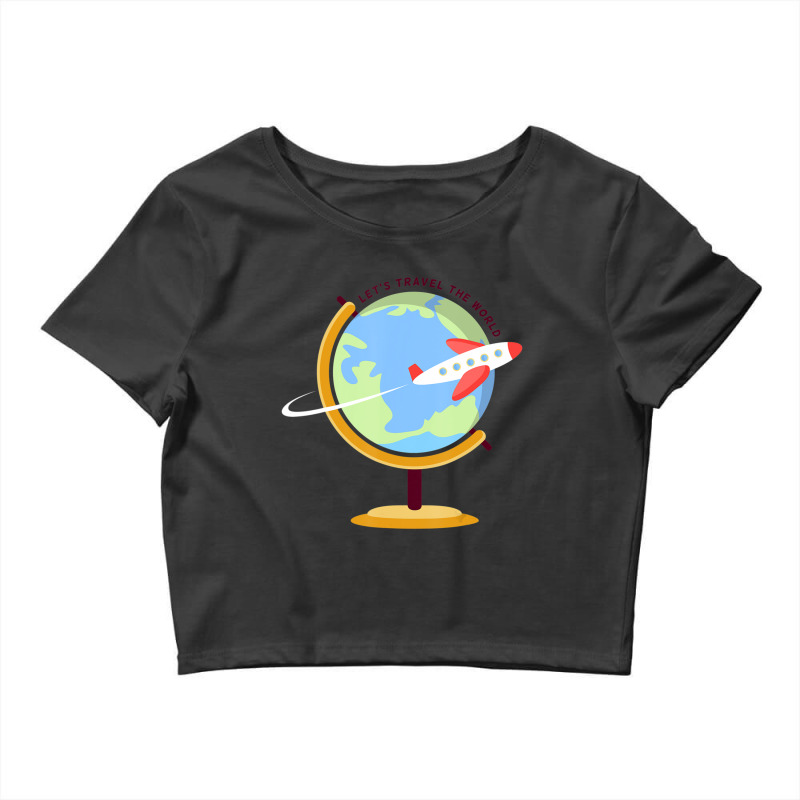 Let's Travel The World Airplane Globe Crop Top by Mello Greenwood | Artistshot