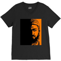 Stylist Mens Tshirt - Shivaji Maharaj Printed V-neck Tee | Artistshot