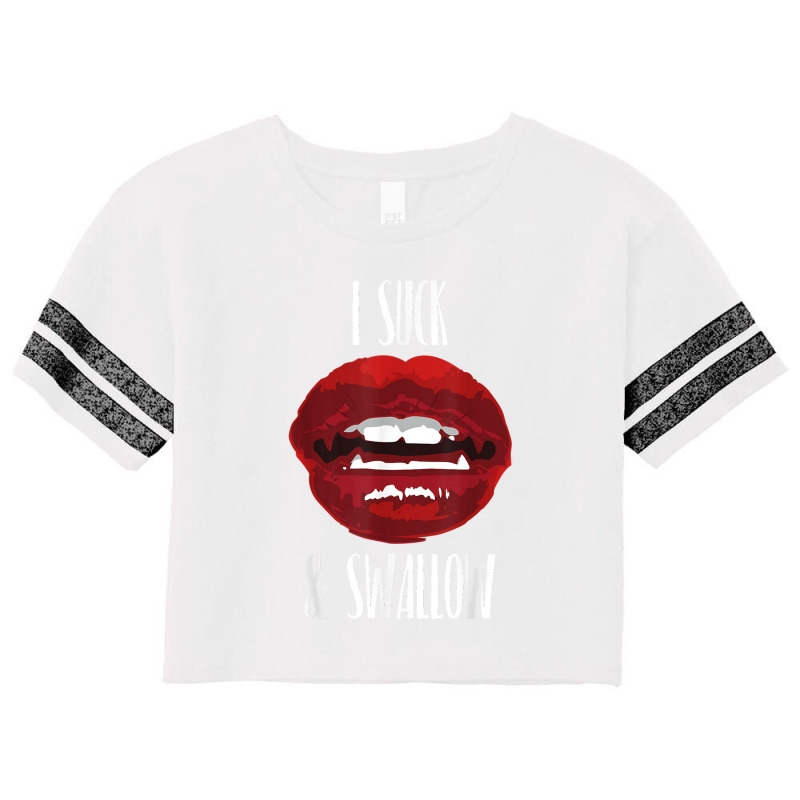 I Suck And Swallow Sexy Vampire Fangs Halloween Costume Scorecard Crop Tee by annaponder | Artistshot