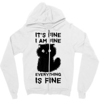 It's Fine I'm Fine Everything Is Fine Stressed Out Black Cat Premium T Zipper Hoodie | Artistshot