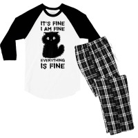 It's Fine I'm Fine Everything Is Fine Stressed Out Black Cat Premium T Men's 3/4 Sleeve Pajama Set | Artistshot