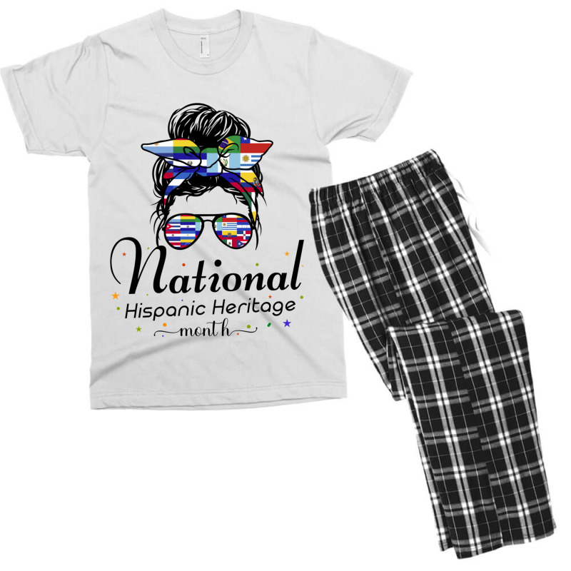 Vintage National Hispanic Heritage Month Latino Countries Messy Bun Men's T-shirt Pajama Set by cm-arts | Artistshot