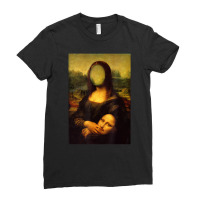 Sarcasm Oil Painting Mona Lisa Face Off Her Face Mask Ladies Fitted T-shirt | Artistshot