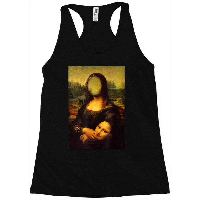 Sarcasm Oil Painting Mona Lisa Face Off Her Face Mask Racerback Tank by Adcock Salmon | Artistshot