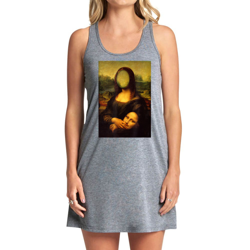 Sarcasm Oil Painting Mona Lisa Face Off Her Face Mask Tank Dress by Adcock Salmon | Artistshot