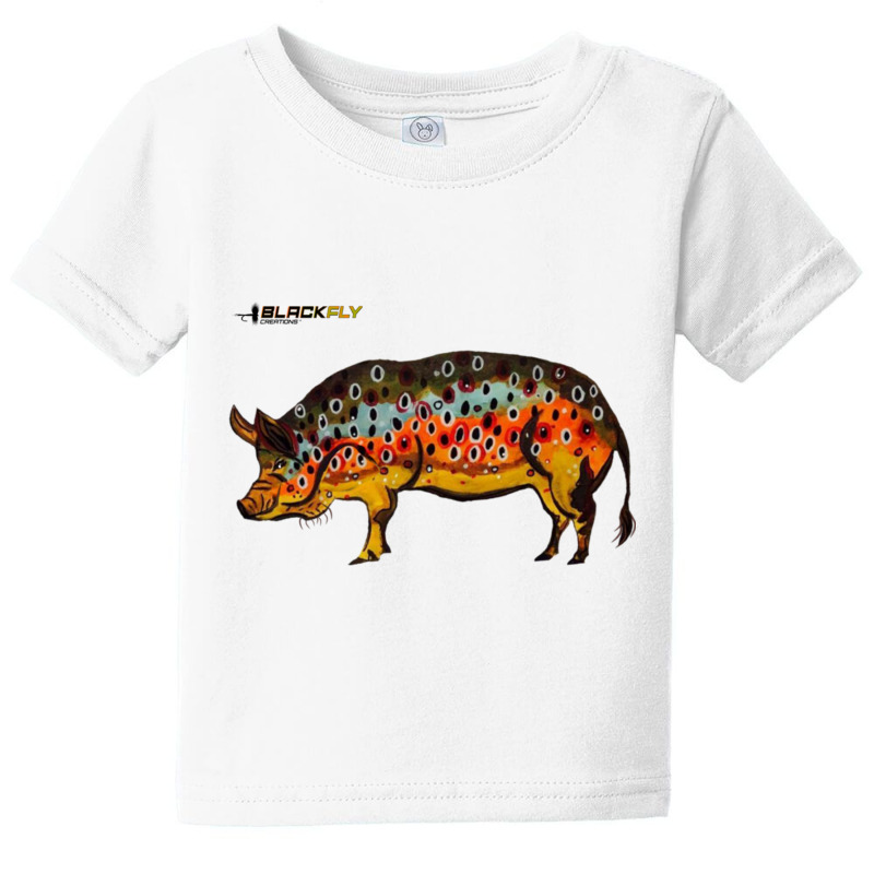 Funny Fly Fishing Pig Hog With Brown Trout Skin Tenkara Pullover Hoodi Baby Tee by cm-arts | Artistshot