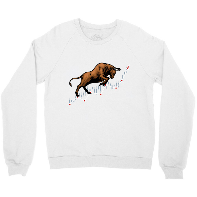 Bull Market In Stock Exchange, Make Profits Long Sleeve T Shirt Crewneck Sweatshirt by cm-arts | Artistshot