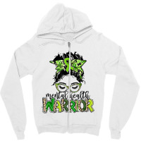 Mental Health Warrior Messy Bun Mental Health Matters Zipper Hoodie | Artistshot