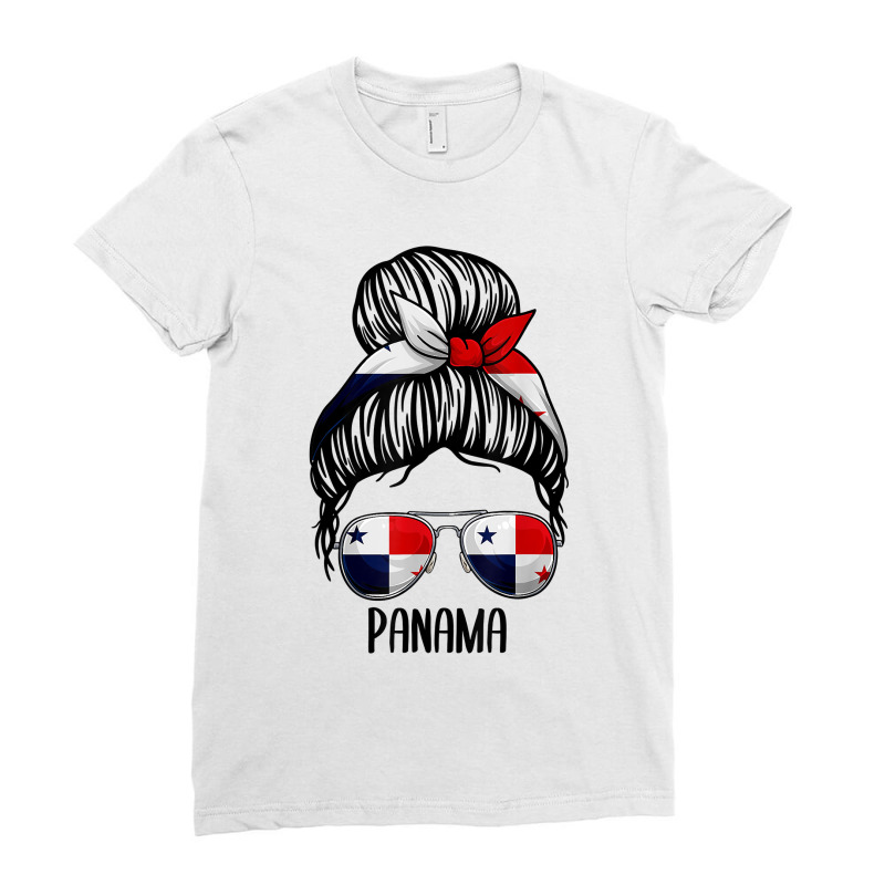 Panama For Girls And Women, Messy Bun Panamanians Flag Ladies Fitted T-Shirt by BonnieTori | Artistshot