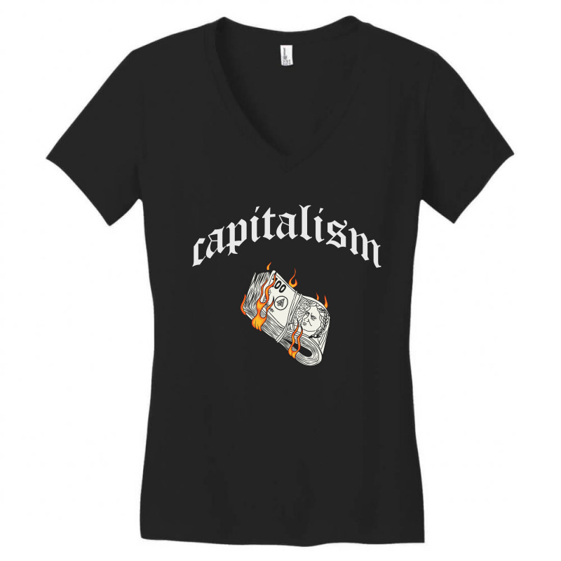 Capitalism Women's V-Neck T-Shirt by VixieHattori | Artistshot