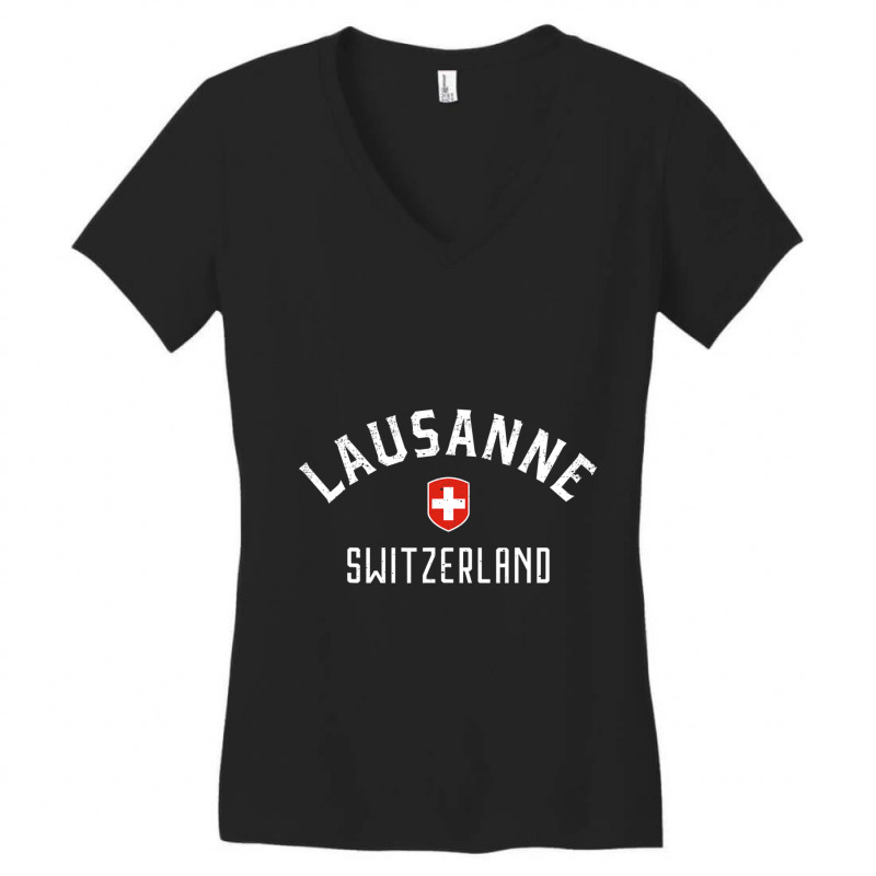 Lausanne Switzerland Swiss Flag Lausanne Women's V-neck T-shirt | Artistshot