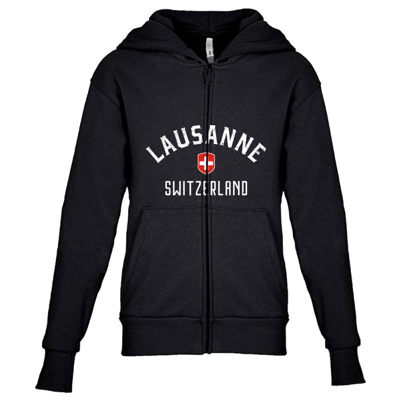 Lausanne Switzerland Swiss Flag Lausanne Youth Zipper Hoodie | Artistshot