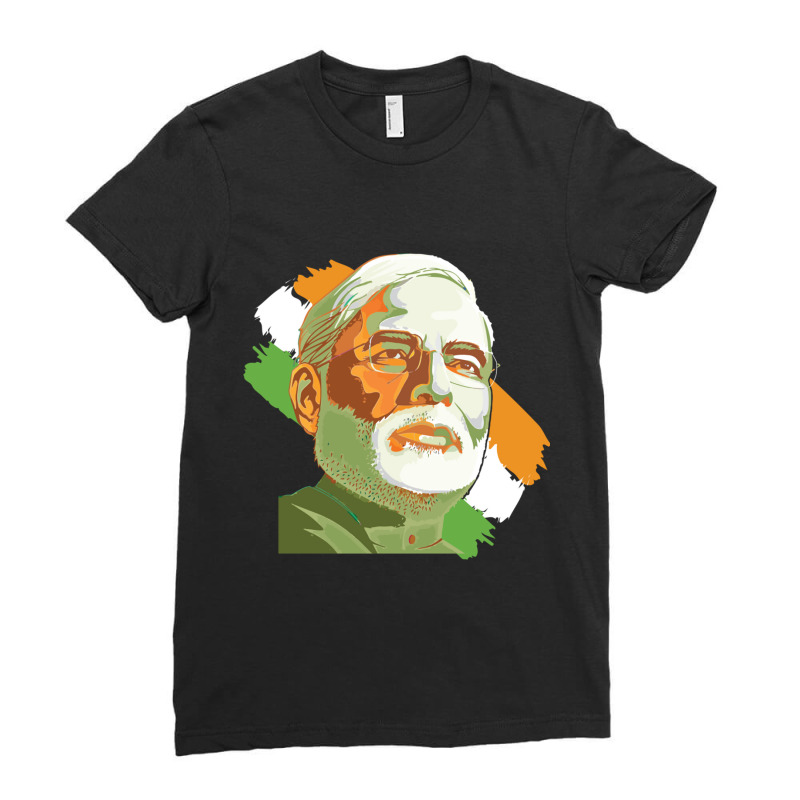 Narendra Modi India Prime Minister Namo Bjp Supporter Ladies Fitted T-Shirt by cm-arts | Artistshot