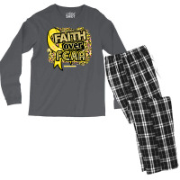 Endometriosis T  Shirt Endometriosis Awareness  Ribbon Faith Over Fear Men's Long Sleeve Pajama Set | Artistshot