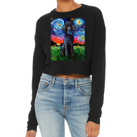 Black Standard Poodle Starry Night Dog Art By Aja Cropped Sweater | Artistshot