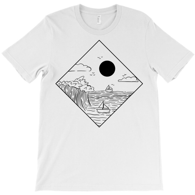 Waves Ocean Minimalism Geometric Landscape Maritime T Shirt T-Shirt by cm-arts | Artistshot