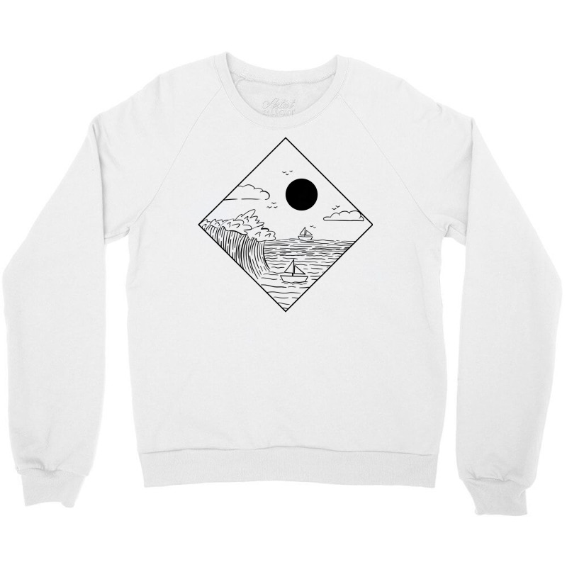 Waves Ocean Minimalism Geometric Landscape Maritime T Shirt Crewneck Sweatshirt by cm-arts | Artistshot