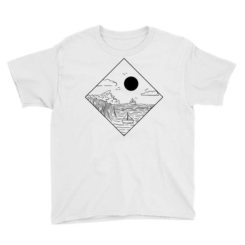 Waves Ocean Minimalism Geometric Landscape Maritime T Shirt Youth Tee by cm-arts | Artistshot