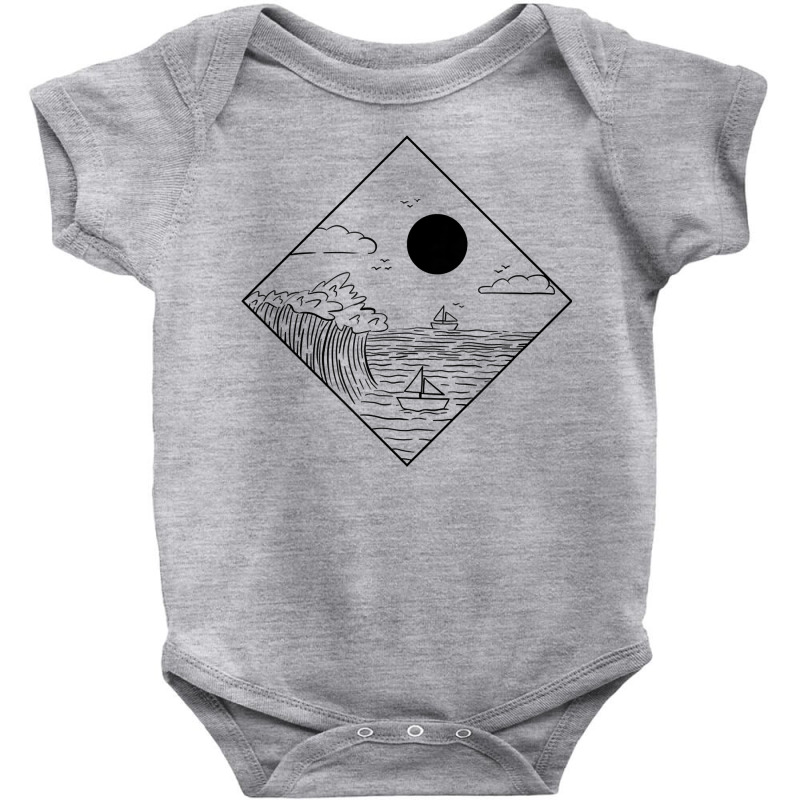 Waves Ocean Minimalism Geometric Landscape Maritime T Shirt Baby Bodysuit by cm-arts | Artistshot