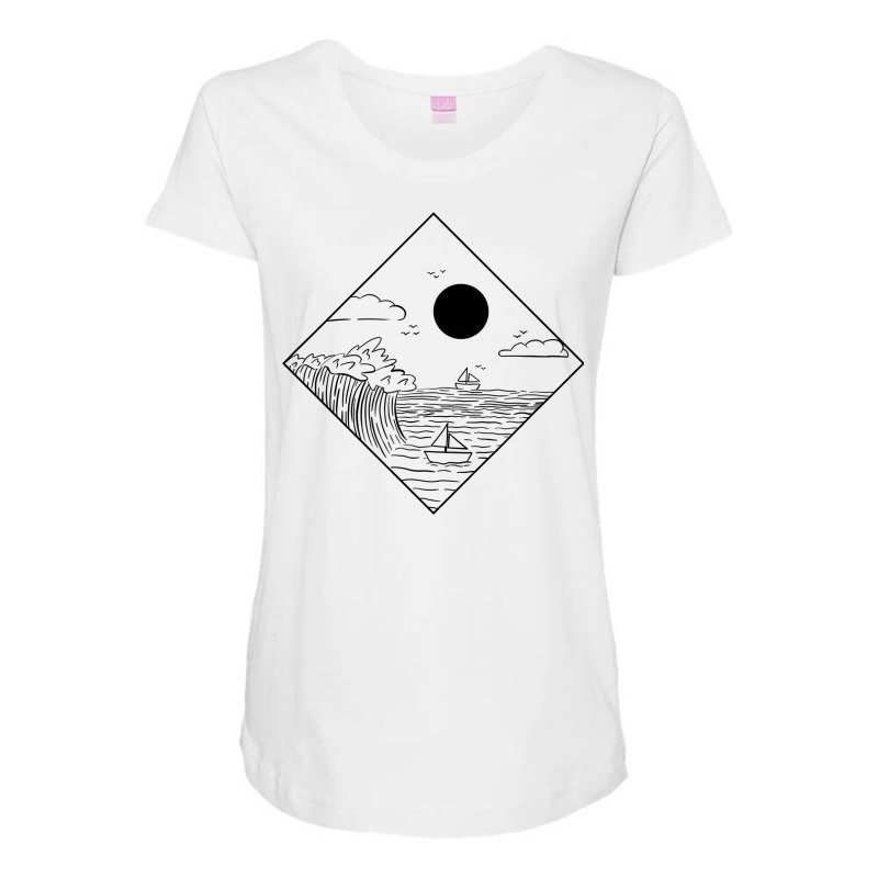 Waves Ocean Minimalism Geometric Landscape Maritime T Shirt Maternity Scoop Neck T-shirt by cm-arts | Artistshot