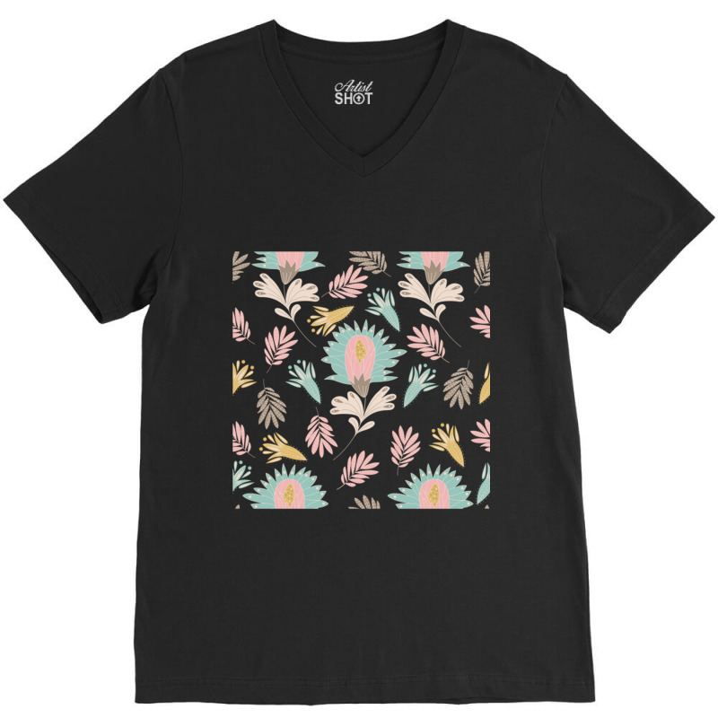 Batik Flower Pattern V-neck Tee | Artistshot