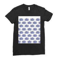 Blue Eastern Europe Onion Pattern, Batik Flower Pattern Graphic Ladies Fitted T-shirt | Artistshot