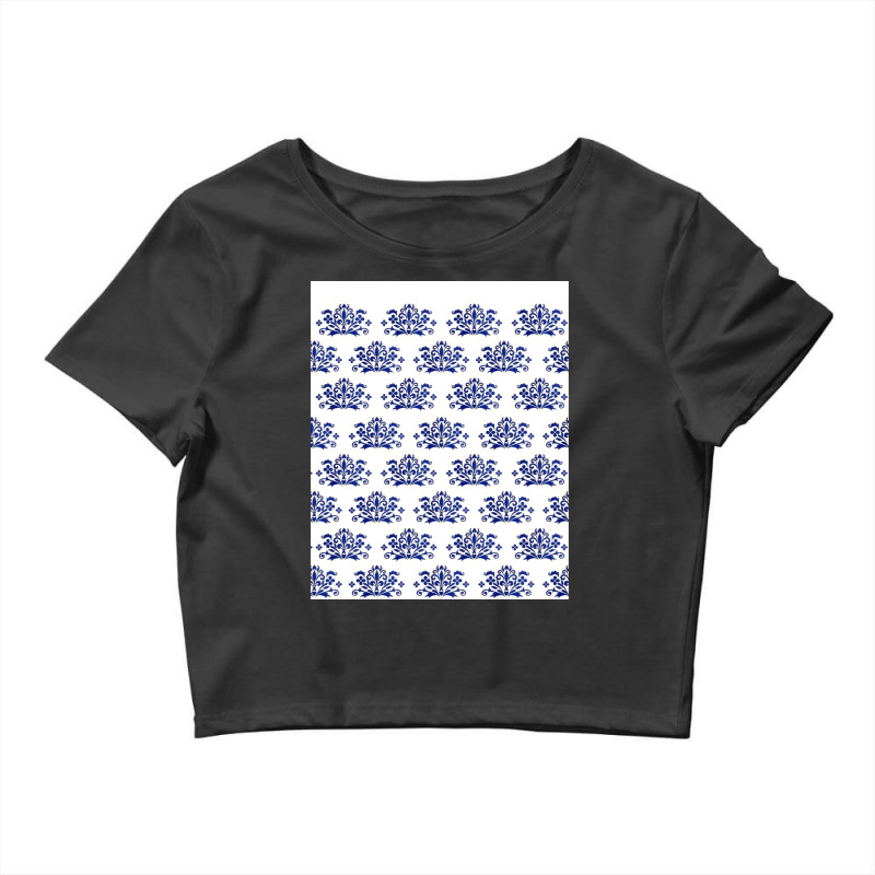 Blue Eastern Europe Onion Pattern, Batik Flower Pattern Graphic Crop Top | Artistshot