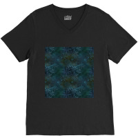 Blue Flowered Batik Pattern Chiffon Top V-neck Tee | Artistshot