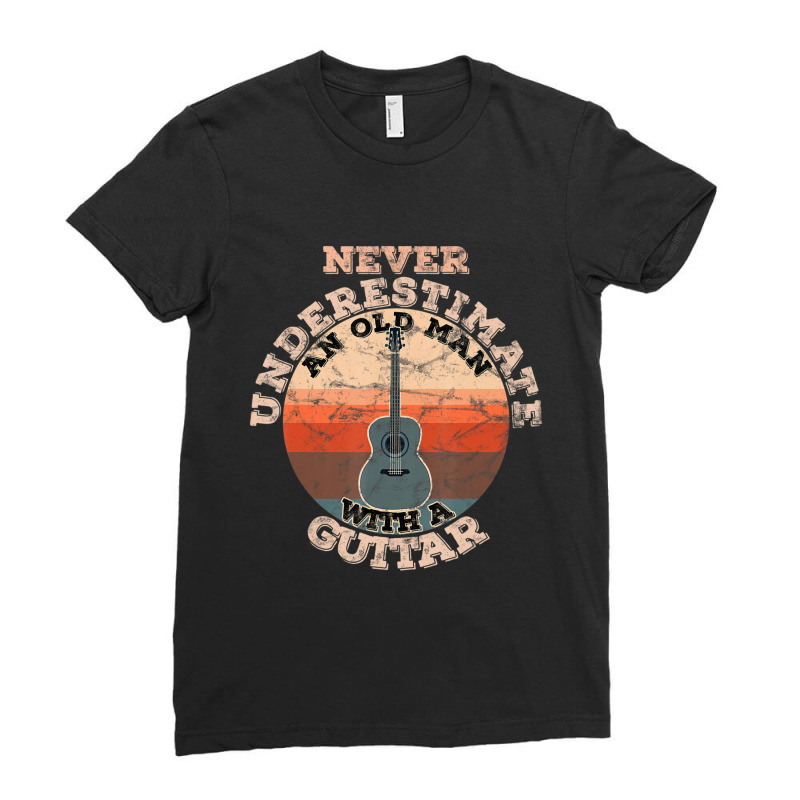 Mens Never Underestimate An Old Man With A Guitar Ladies Fitted T-Shirt by cm-arts | Artistshot