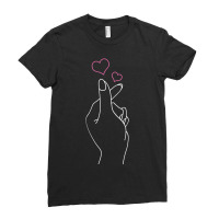 K-pop Hand Symbol Heart K-drama Korean Pop Music Fan Ladies Fitted T-shirt | Artistshot