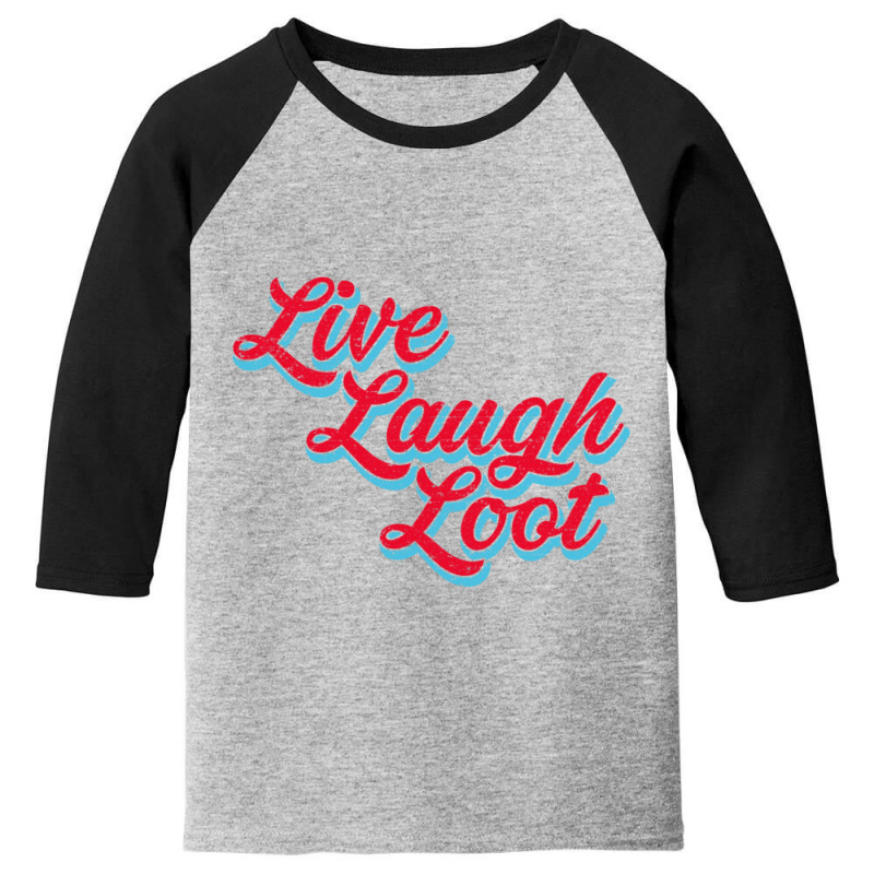 Live Laugh Loot (worn - Red Cyan) Youth 3/4 Sleeve by Kuwannin528 | Artistshot