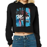 Vintage Maui Hawaii Hawaiian Island Palm Tree Beach Tropical T Shirt Cropped Hoodie | Artistshot