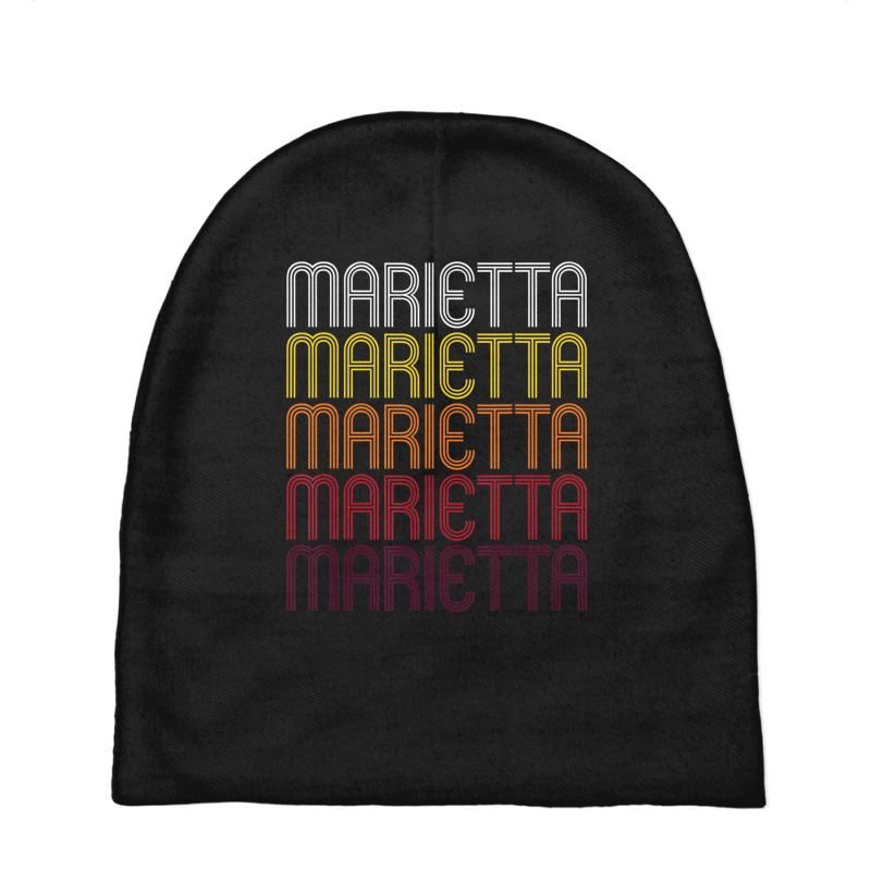 Marietta Retro Wordmark Pattern Vintage Style Baby Beanies | Artistshot