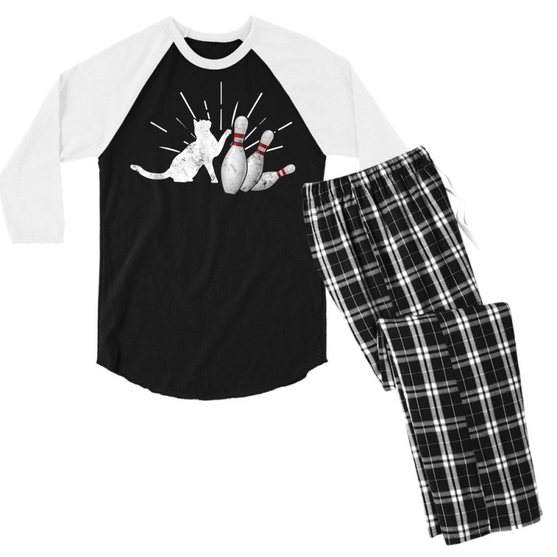 Alley Cat Tipping Pins Funny Bowling T Shirt Men's 3/4 Sleeve Pajama Set | Artistshot