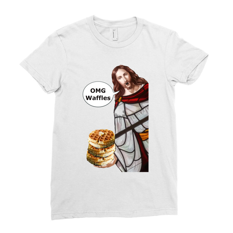 Jesus Omg Waffles Active Ladies Fitted T-Shirt by cm-arts | Artistshot