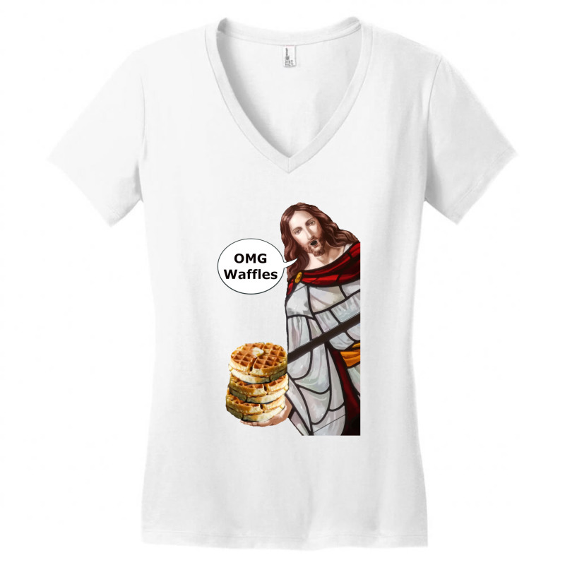 Jesus Omg Waffles Active Women's V-Neck T-Shirt by cm-arts | Artistshot